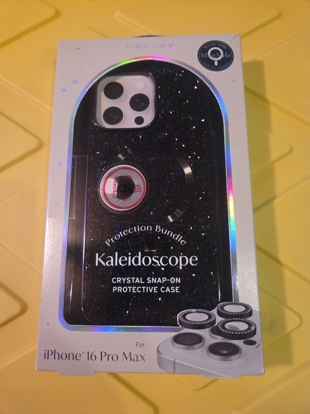 Kaleidoscope Crystal Snap-On Protective Case for iPhone 16 Pro Max - Black